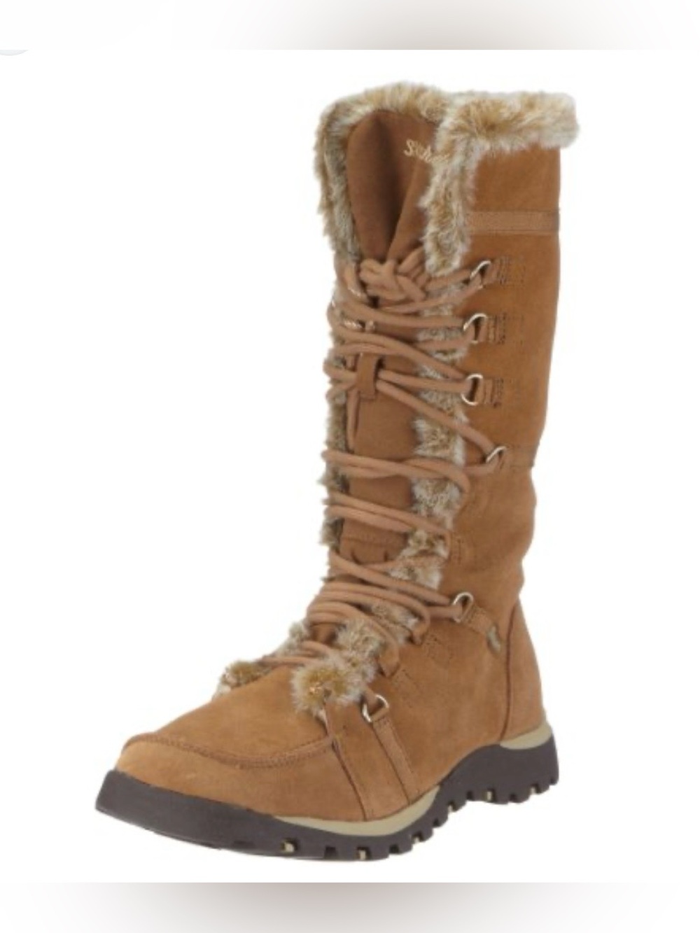 Skechers Tan Faux-Fur Lace-Up Winter Boots